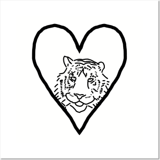 My Tiger Valentine Line Drawing Posters and Art